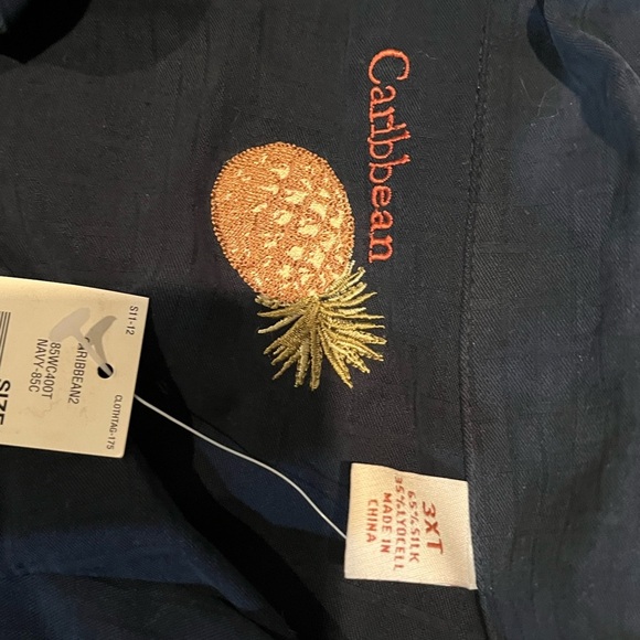 NWT Caribbean Blue Casual Button Down Shirt mens 3XT Hawaiian shirt - Picture 3 of 5